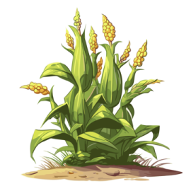 a corn plant with yellow flowers