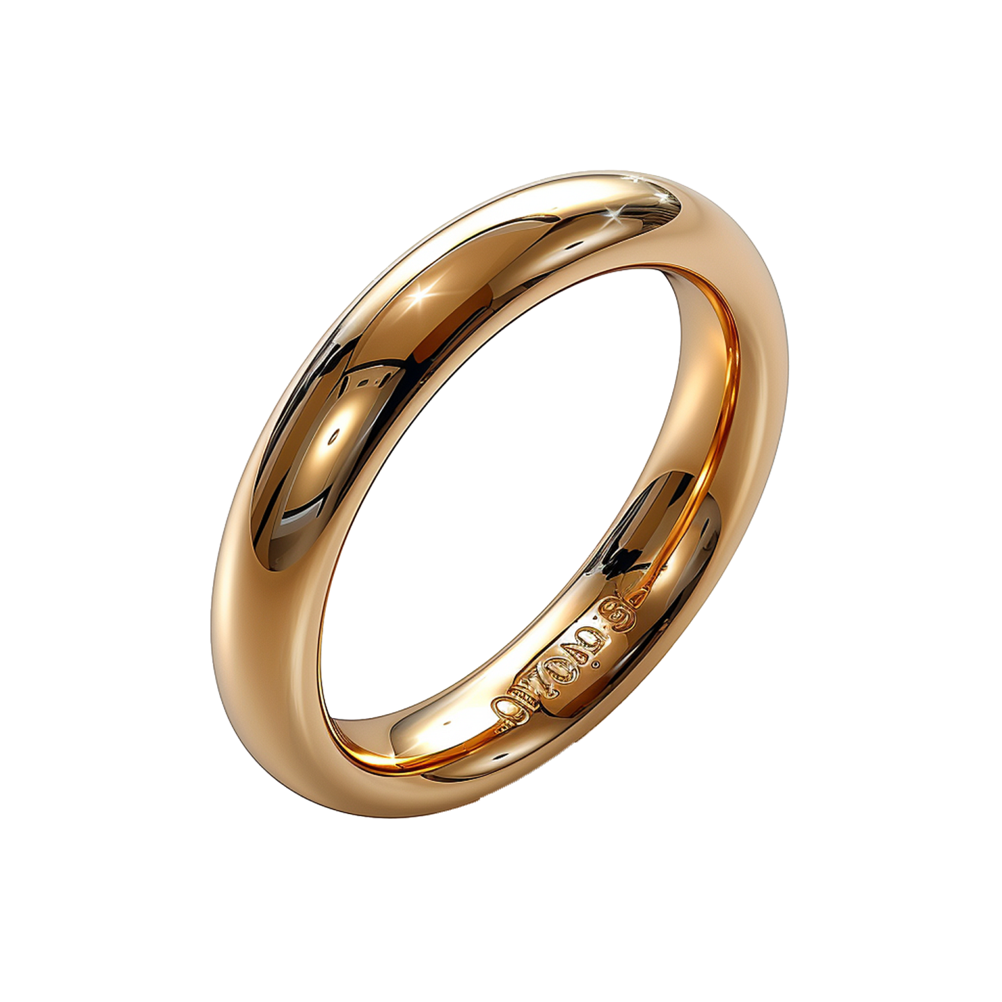 a gold wedding ring with the word love on it