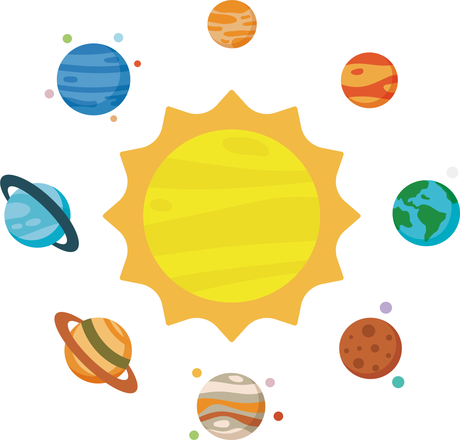 an image of the sun surrounded by planets