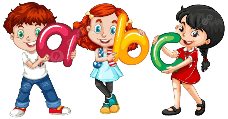 three kids holding the letters of the alphabet