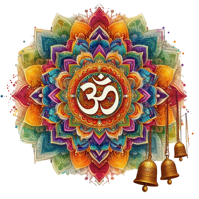 a colorful flower with the oma symbol on it