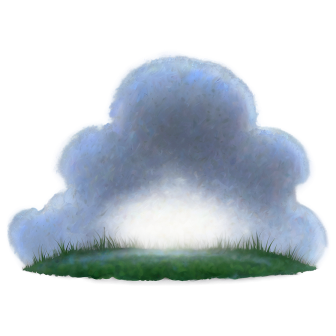 a drawing of a cloud in the grass