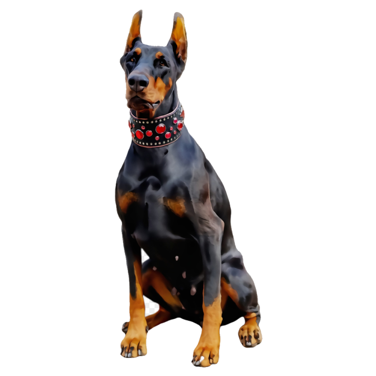 a black and brown dog with a red collar