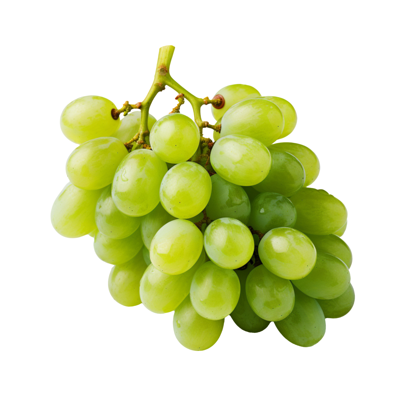 a bunch of green grapes on a white background