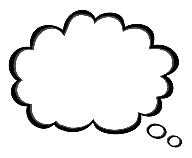 a black and white speech bubble