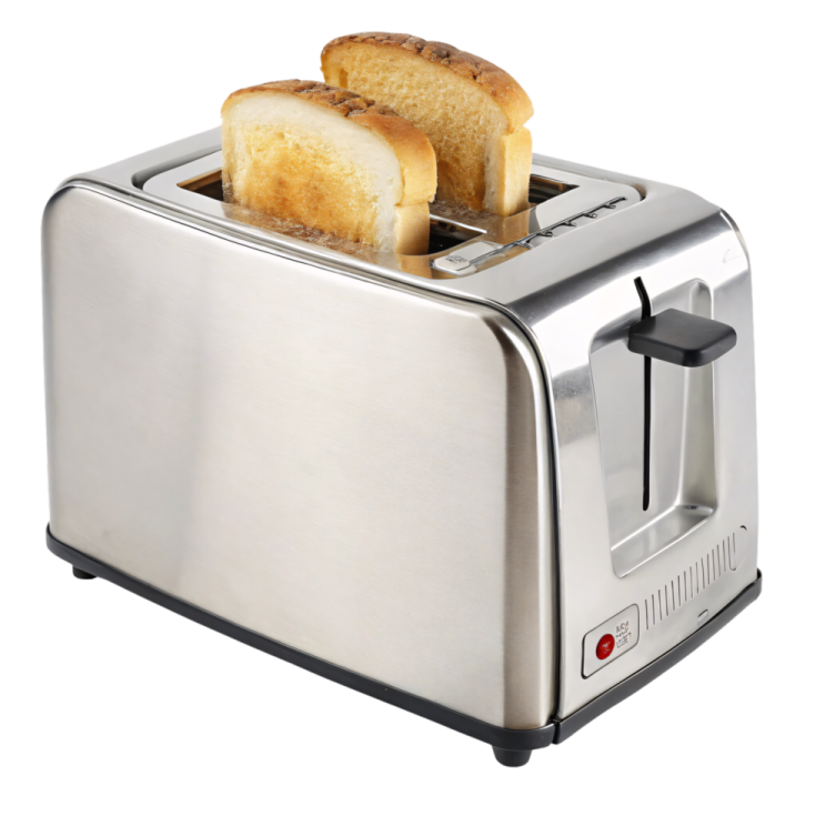 a toaster with two slices of bread in it