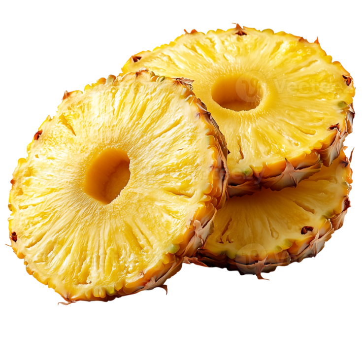 two pieces of pineapple on a white background