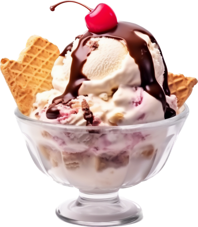 an ice cream sundae with a cherry on top