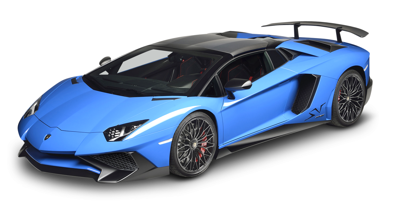 a blue sports car on a white background