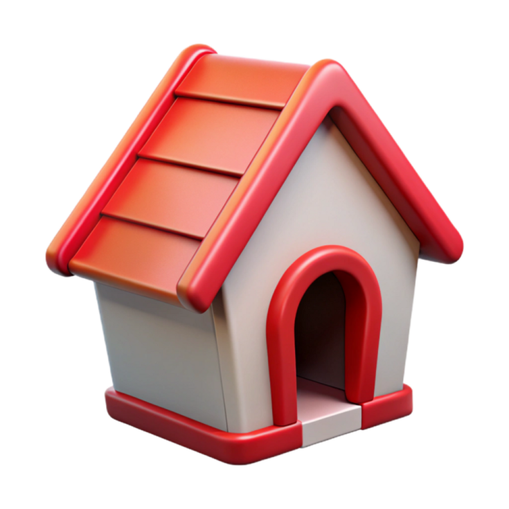 a red and white dog house