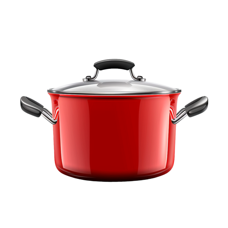 a red pot with a lid