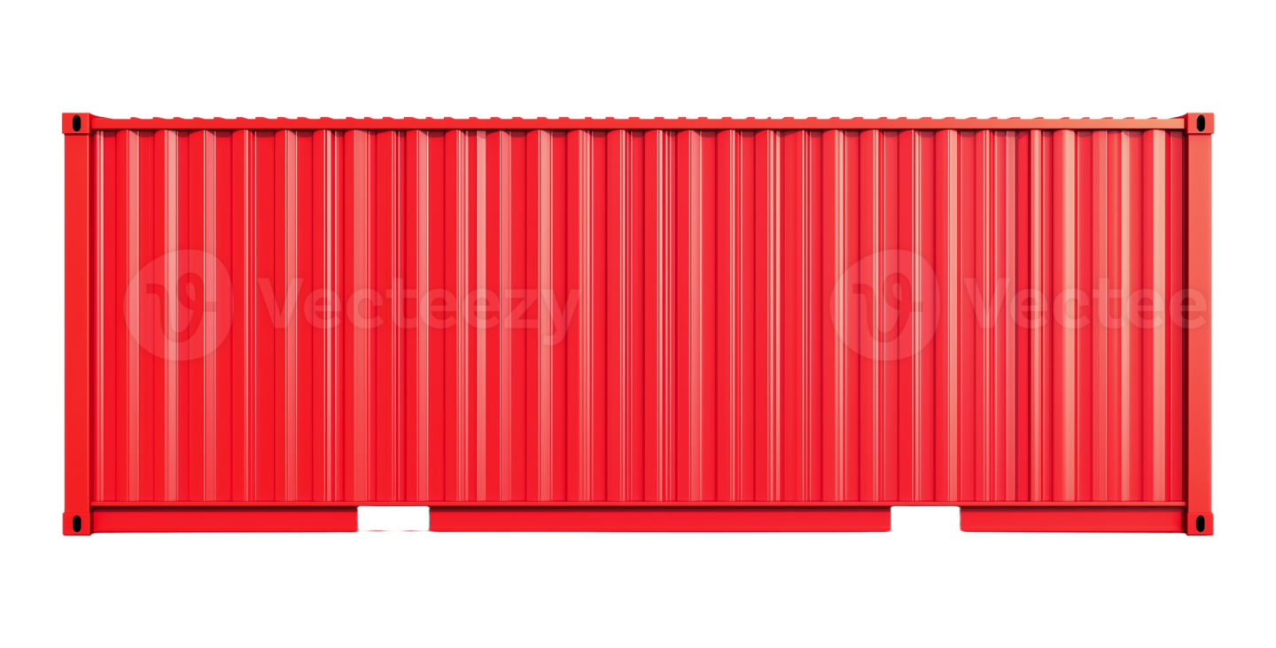 a red shipping container on a white background