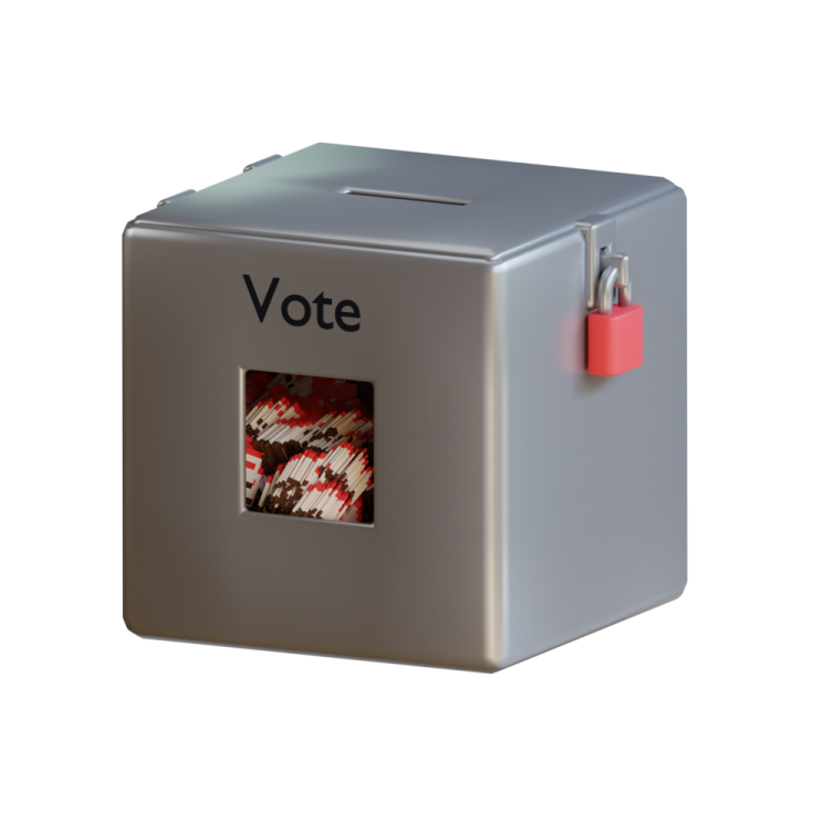 a refrigerator with the word vote on it