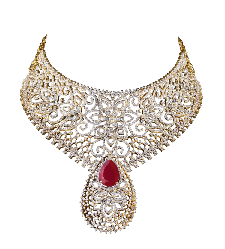 a diamond and ruby necklace