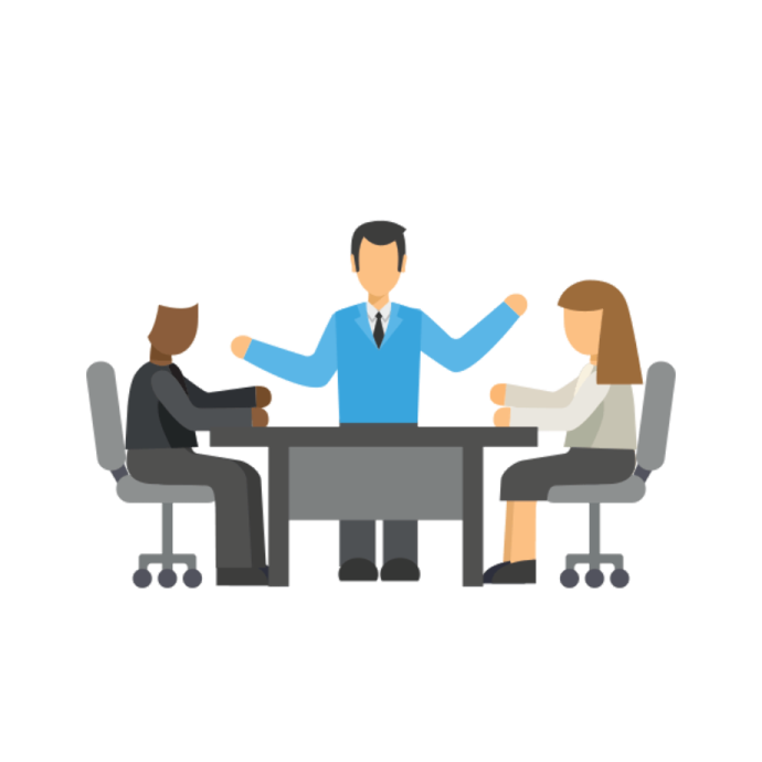 a group of people sitting around a table