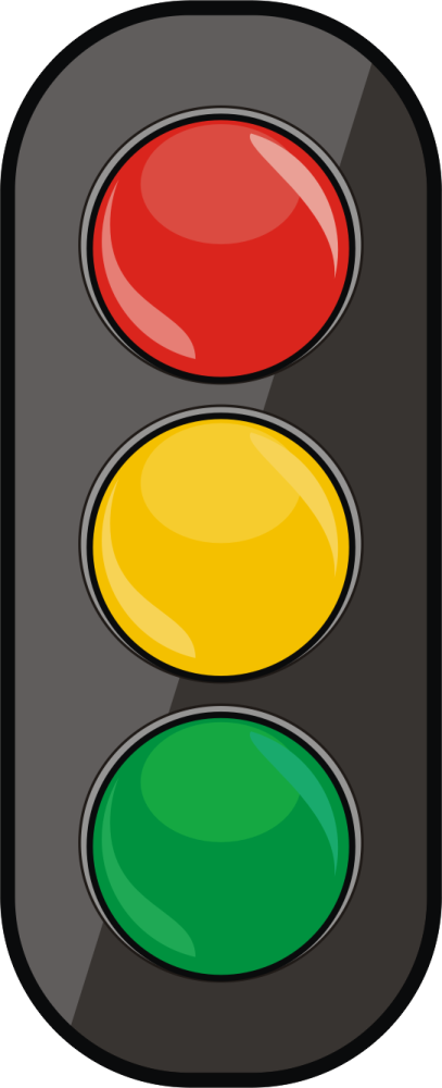 a traffic light with three different colored lights