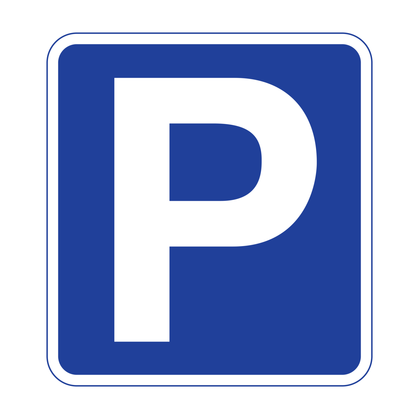 a parking sign with the letter p
