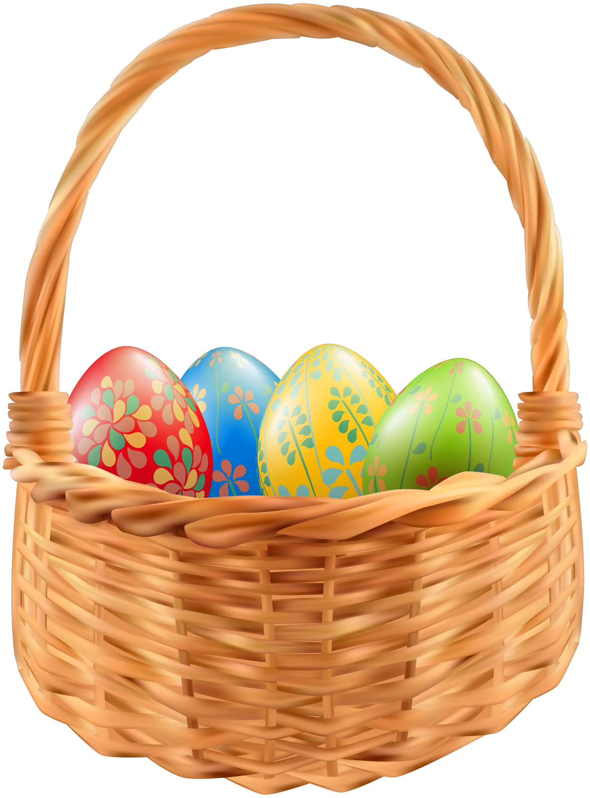 a basket filled with colorful easter eggs