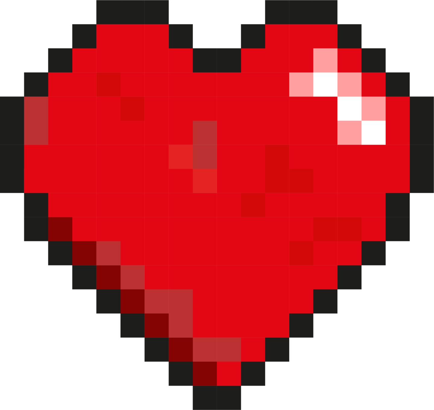 a pixeled red heart
