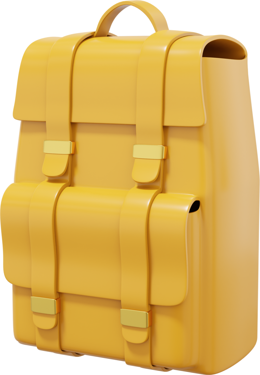 a yellow backpack on a white background