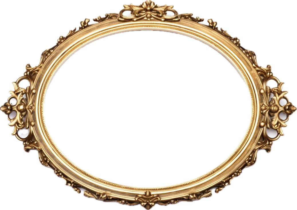 an ornate gold frame with a white background