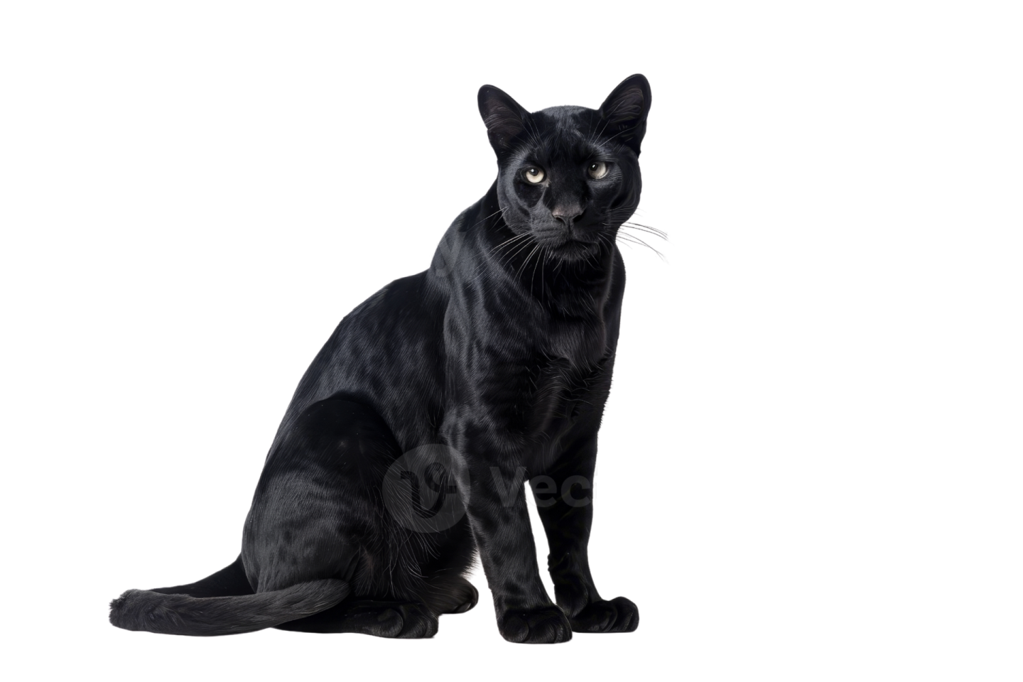 a black cat sitting on a white background