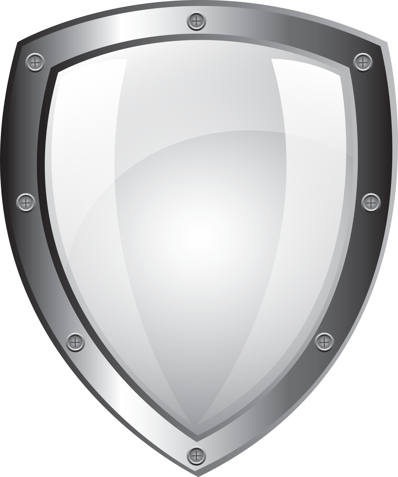 a metal shield on a white background