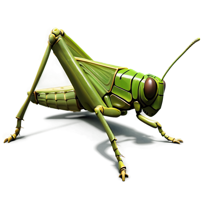 a green grasshopper on a white background