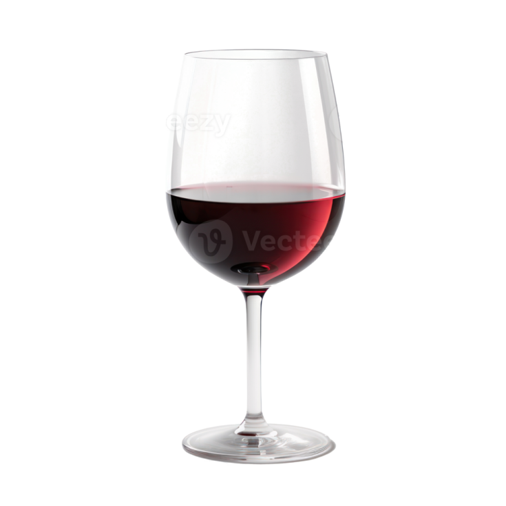 a glass of red wine on a white background