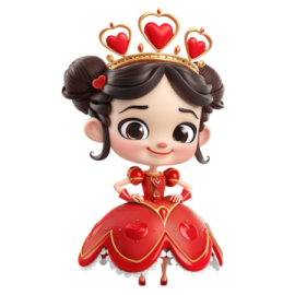 the littlest princess figurin is wearing a red dress and a gold crown
