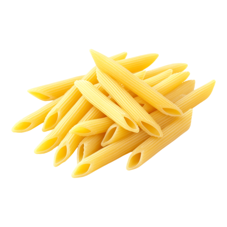a pile of pasta on a white background