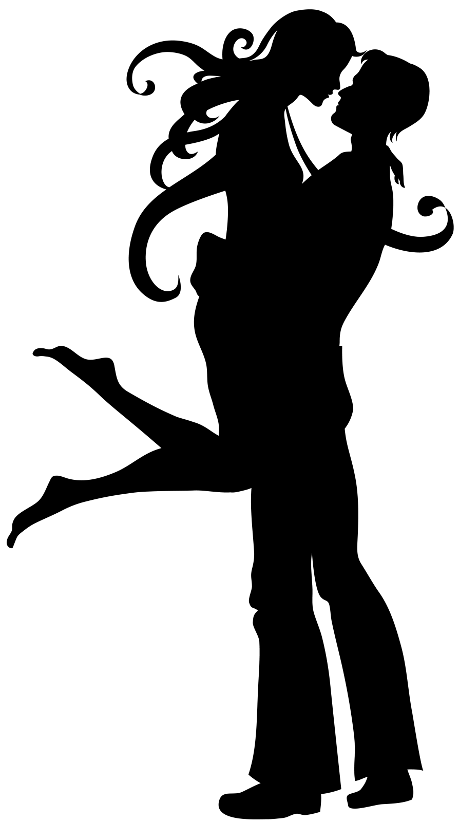 a silhouette of a man and woman dancing