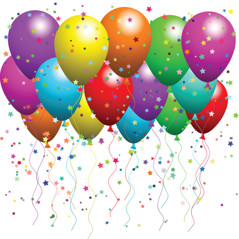 a bunch of colorful balloons with stars