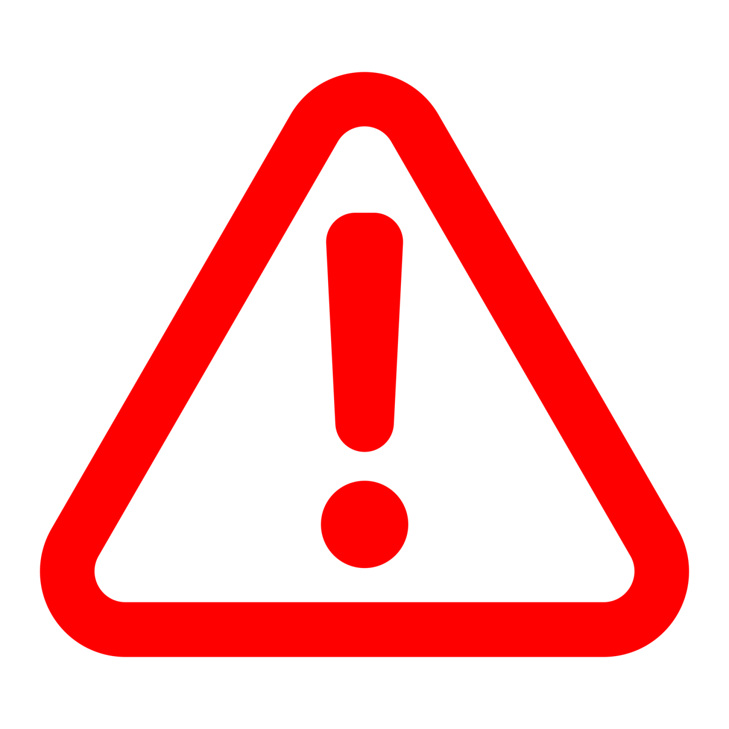 a red warning sign on a white background