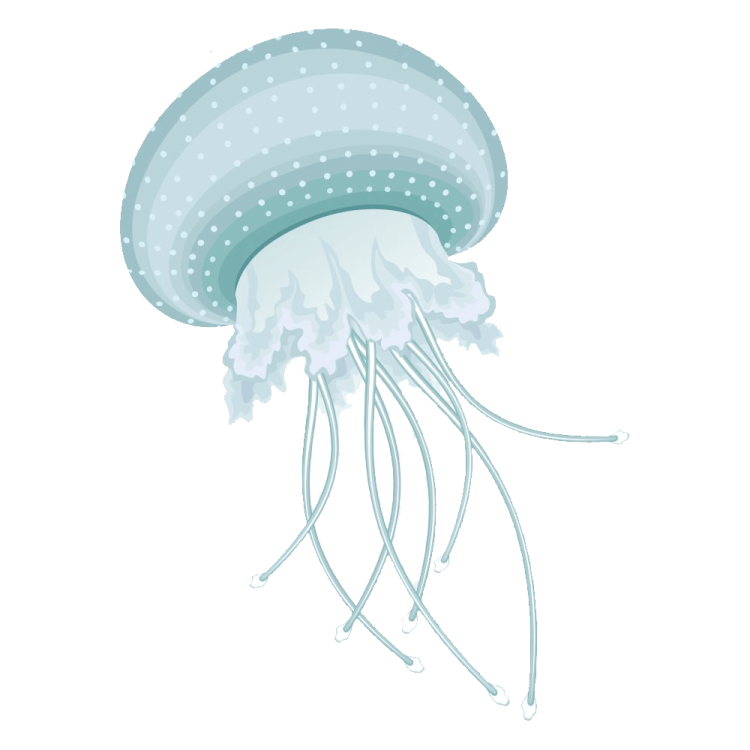 a jellyfish with white dots on it's head