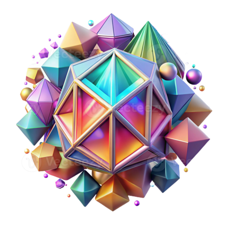 an image of a colorful diamond surrounded by bubbles
