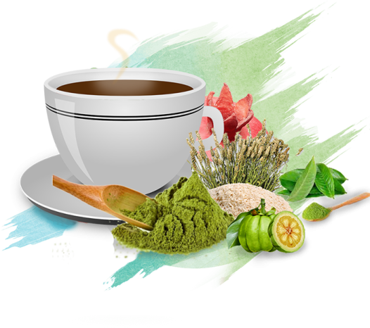 a cup of green tea and some spices