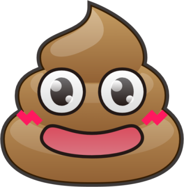 a brown poo with pink cheeks and big eyes