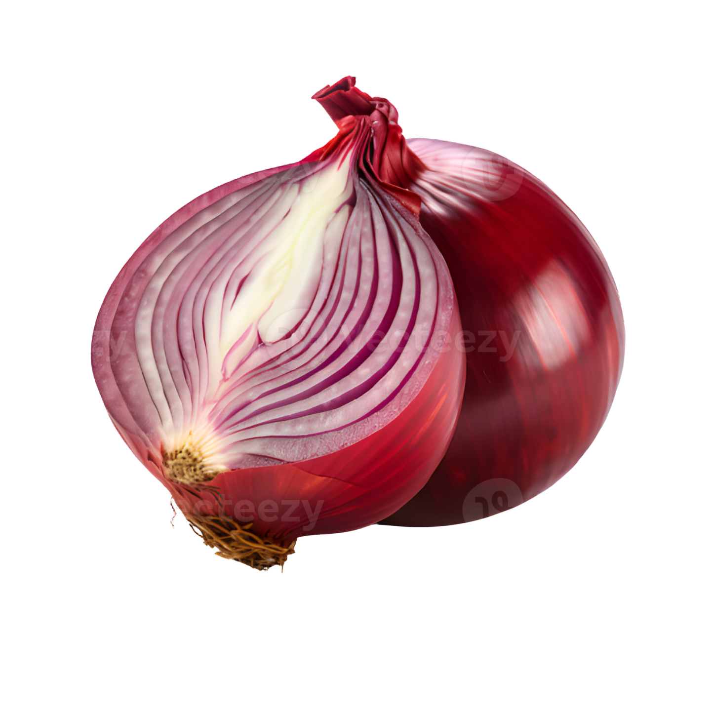a red onion on a white background