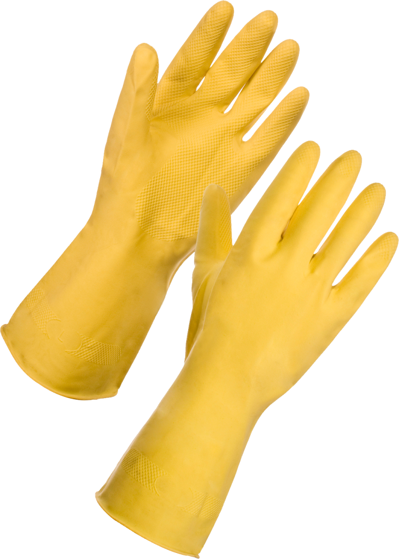 a pair of yellow gloves