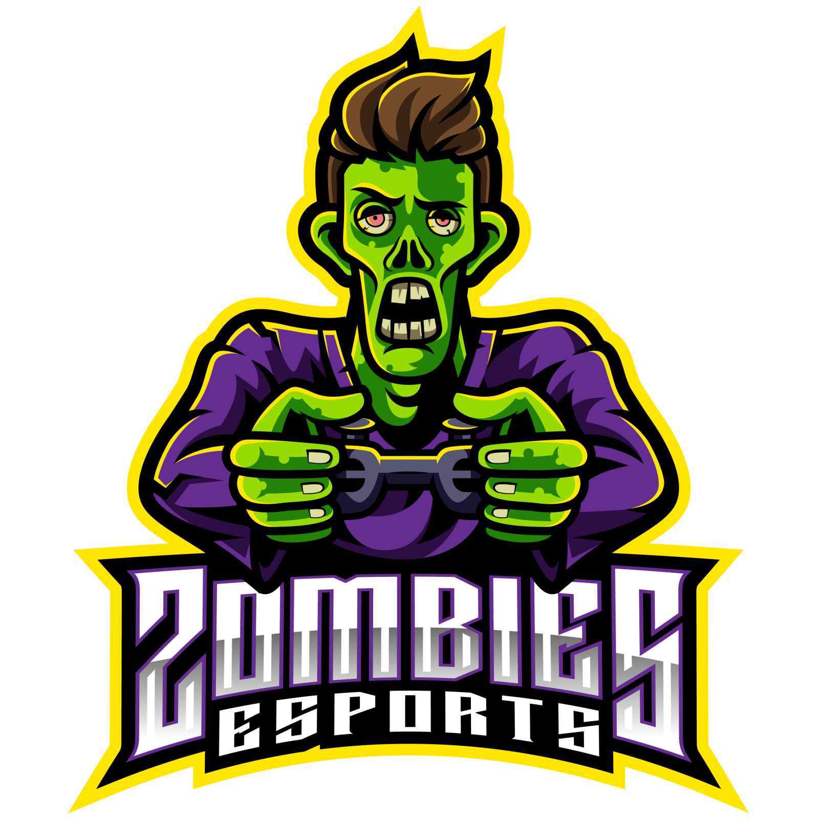 a zombie holding a video game controller