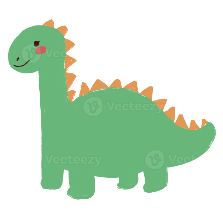 a green dinosaur with an orange tail