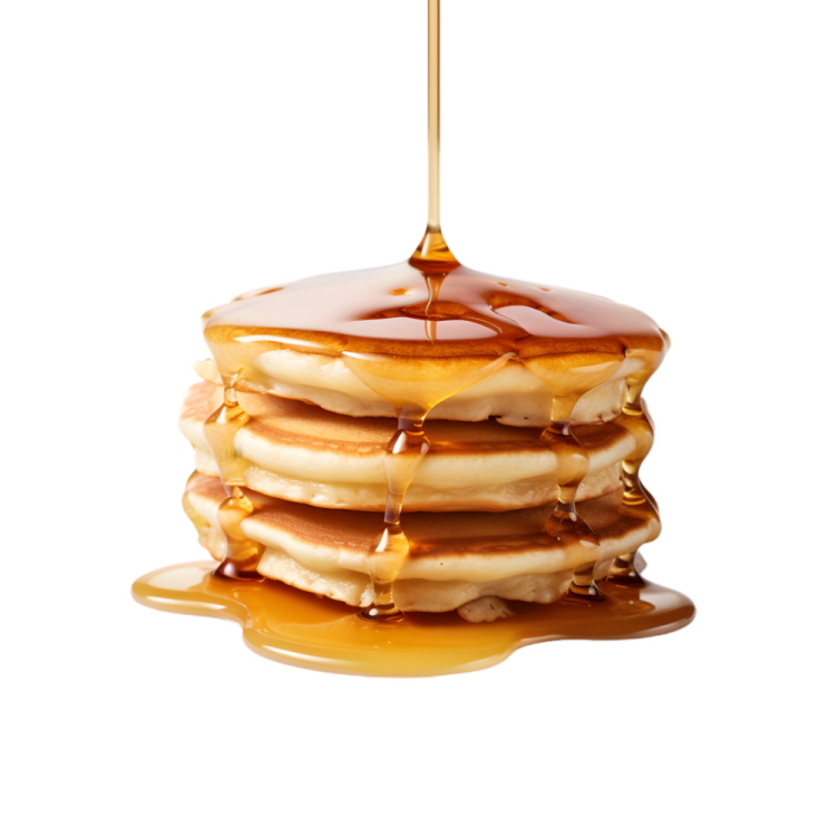 a stack of pancakes with syrup on top