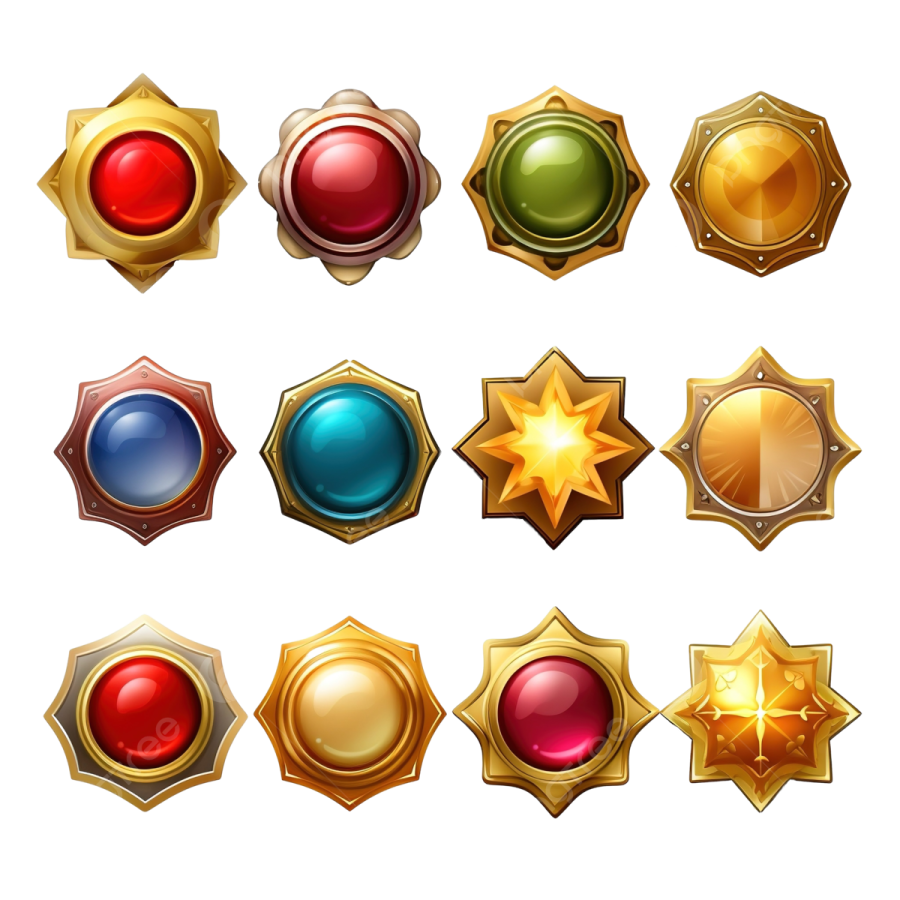 a set of different types of badges