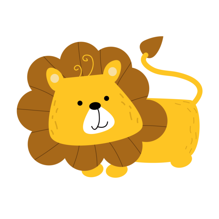 a cartoon lion laying down on the ground