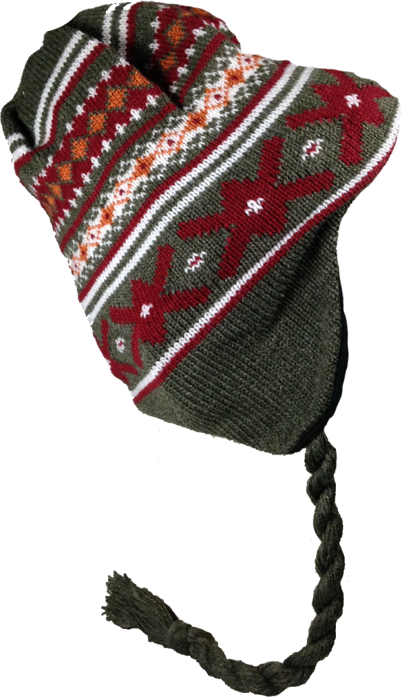 a knitted hat with a flower pattern on it