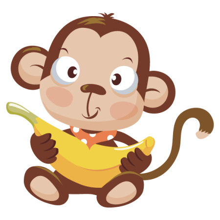a monkey with a banana in its mouth