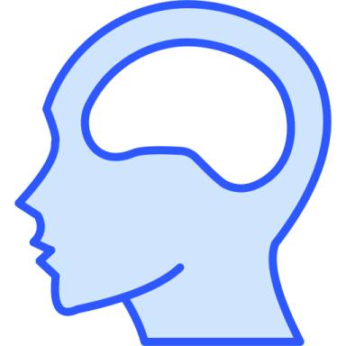a silhouette of a head with a brain in the middle