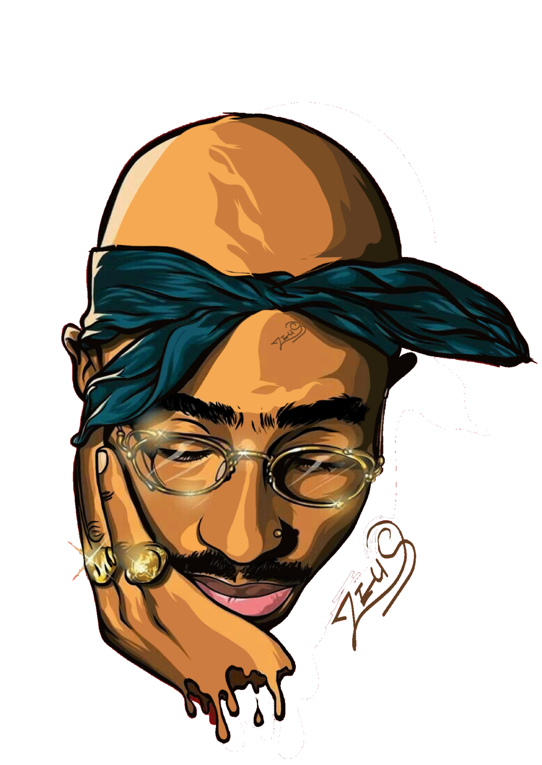 a drawing of a man with glasses and a beard