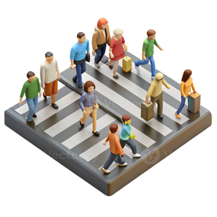 a group of people walking across a crosswalk
